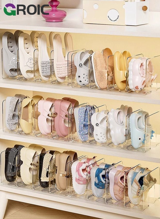 GROIC 2 Pcs Baby Shoe Rack, Shoes Storage Rack for kids,  4 Sections Acrylic Transparent Simple Shoe Rack, Toddler Baby Shoe Organizer, Shoe Rack Desk File Sorter Book Purse Organizer, Saving Space Shoe Shelf - Image 3